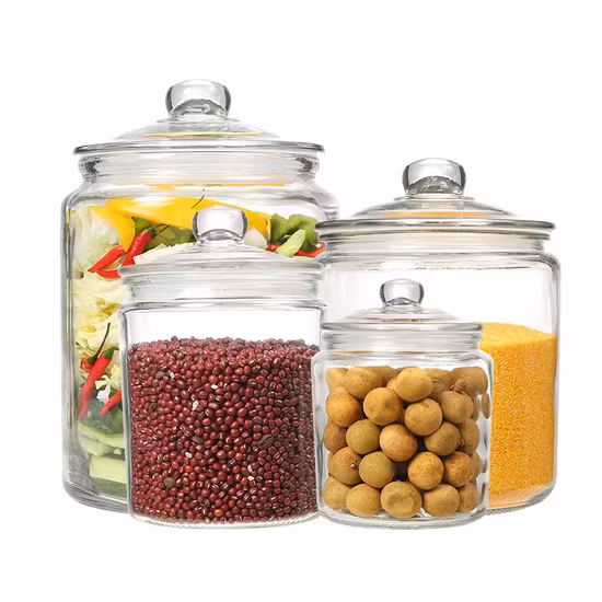 1L 2L 4L 6L Wholesale Glass Storage Biscuits Cookie Jar with Airtight Lids